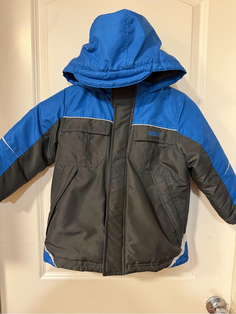 OshKosh B'gosh Royal Blue and Gray Hooded Puffer Jacket